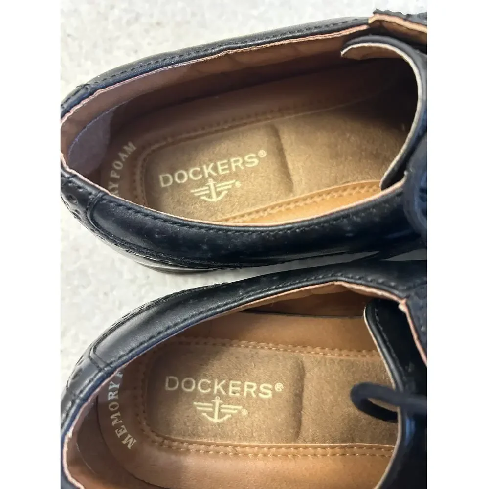 Dockers Thatcher Dress Shoes Men's Oxford Black Wing Tip Memory Foam Size 8M
